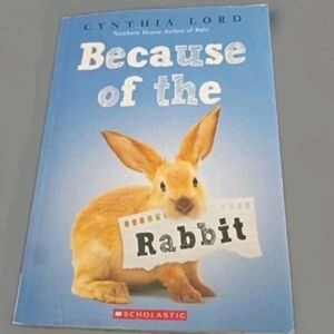 Scholastic Bright Blue Paperback with Yellow-Brown Rabbit Accent